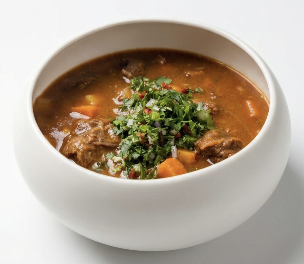 gulyás leves, traditional goulash soup